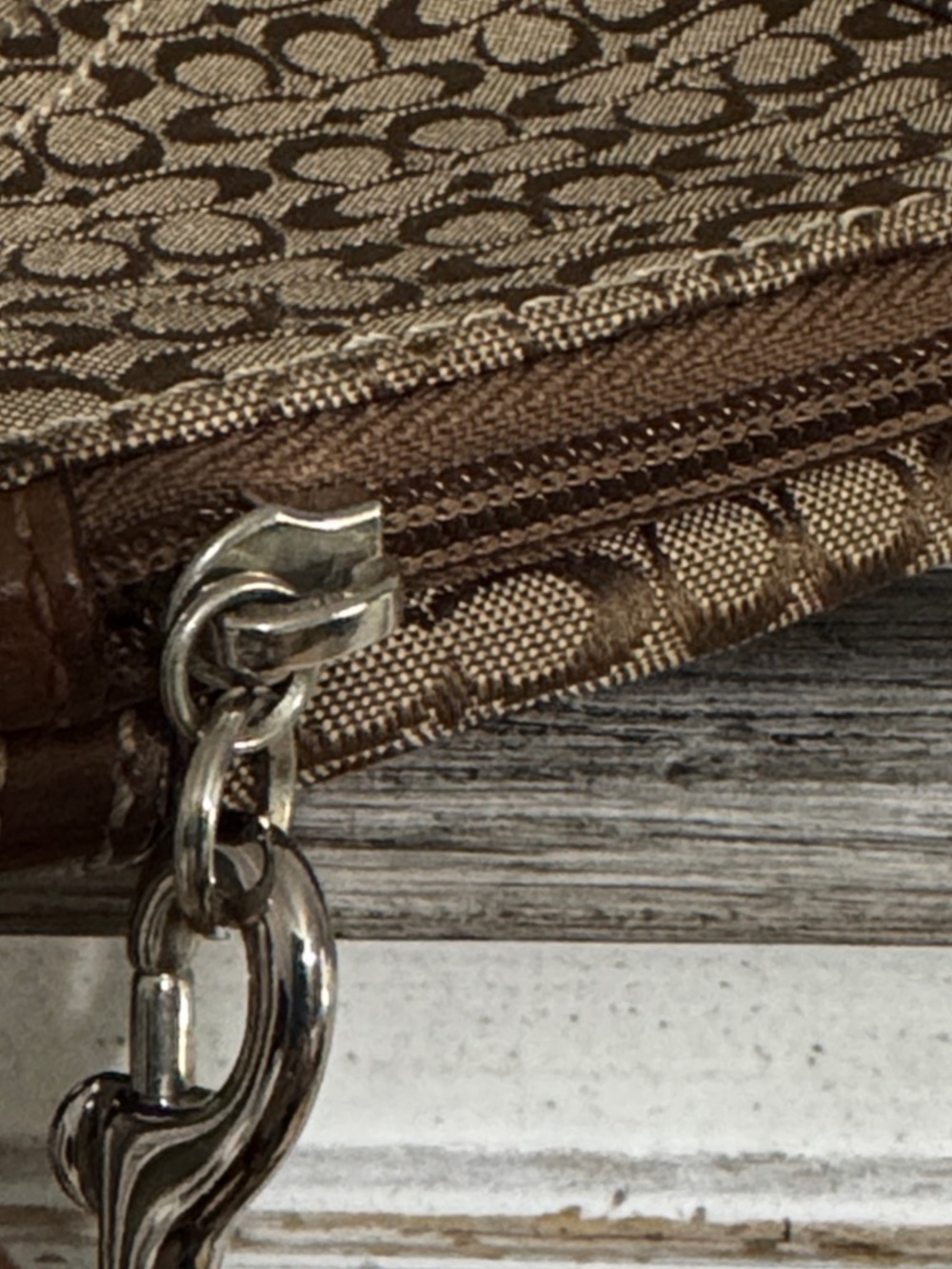 Coach Brown Signature Canvas and Leather Wristlet - Picture 7 of 16